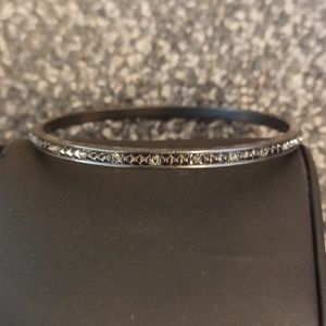 Ann Taylor Loft pewter and black rhinestone bangle bracelet